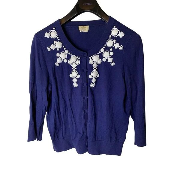 kate spade Sweaters - Kate Spade Tula cardigan sweater live colorfully beaded bejeweled size XL NEW